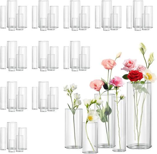 Clear Cylinder Glass Vases Bulk 60pcs 4 6 75 8 10 Inch Tall For Centerpieces Floating Candle Holders Wedding Home Party Décor