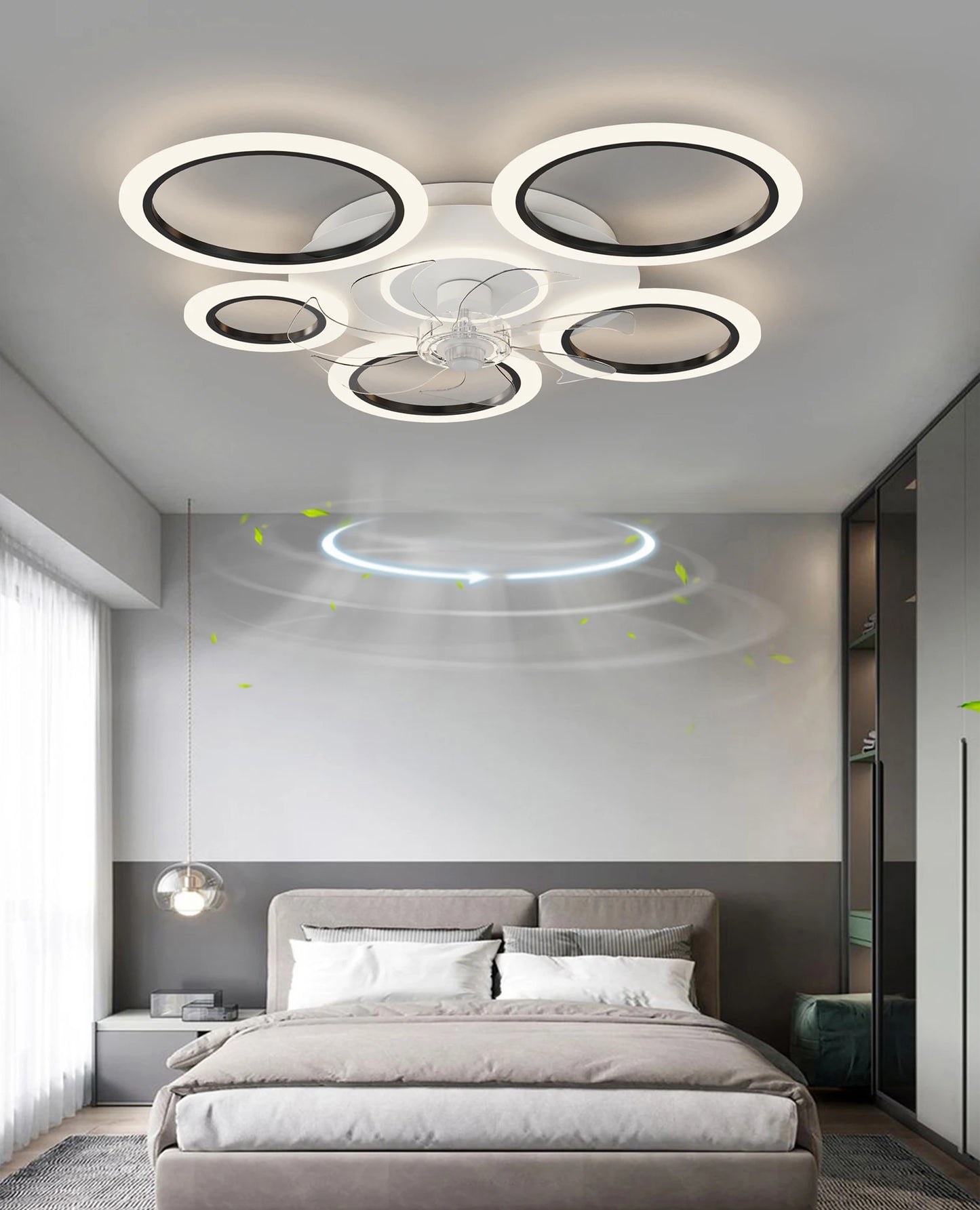 2025 New White/Black Ceiling Fan Light with APP Control 3 Color Dimmable Timer for Living Room Dining Room Bedroom LED lamp