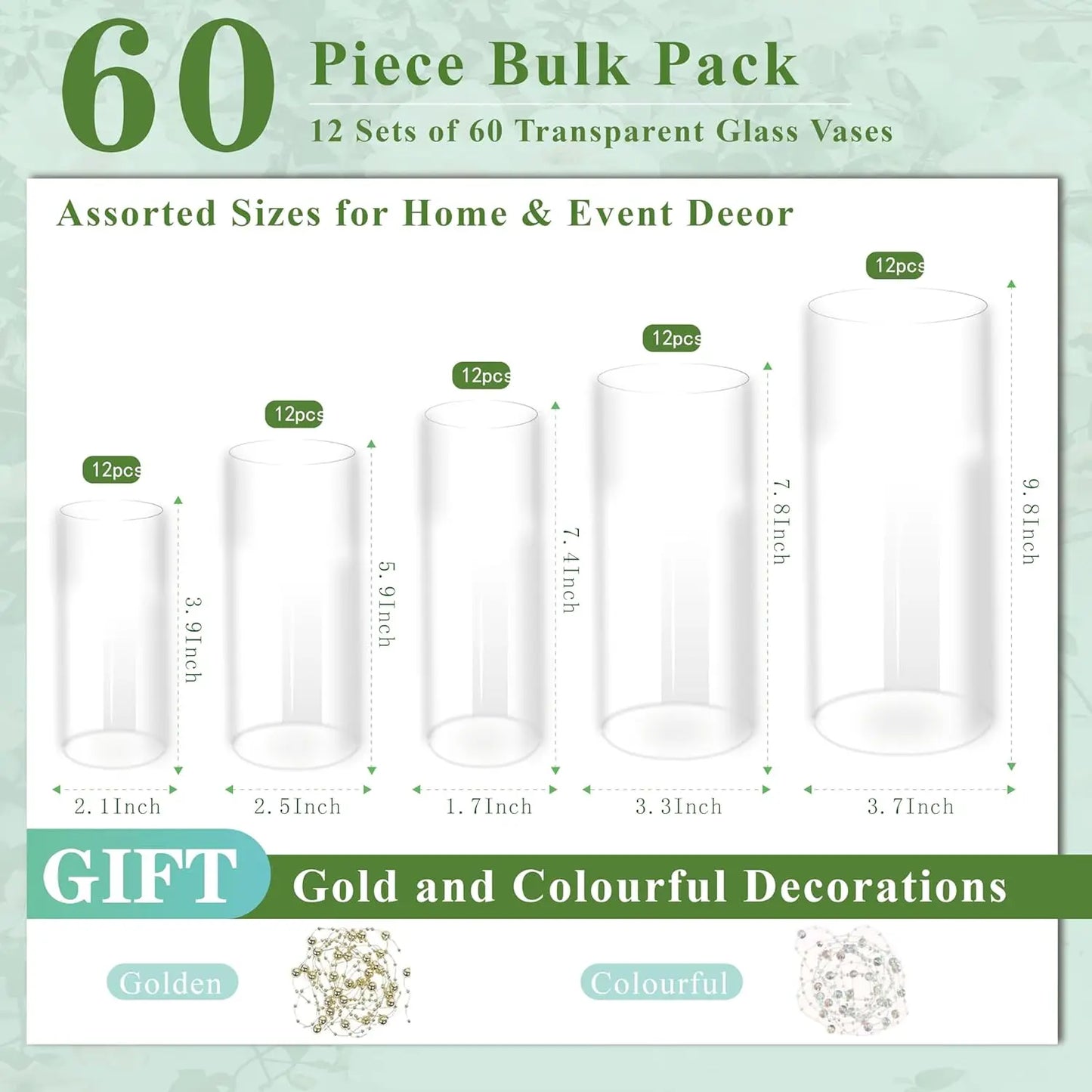 Clear Cylinder Glass Vases Bulk 60pcs 4 6 75 8 10 Inch Tall For Centerpieces Floating Candle Holders Wedding Home Party Décor