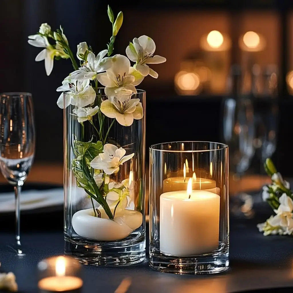 Clear Cylinder Glass Vases Bulk 60pcs 4 6 75 8 10 Inch Tall For Centerpieces Floating Candle Holders Wedding Home Party Décor