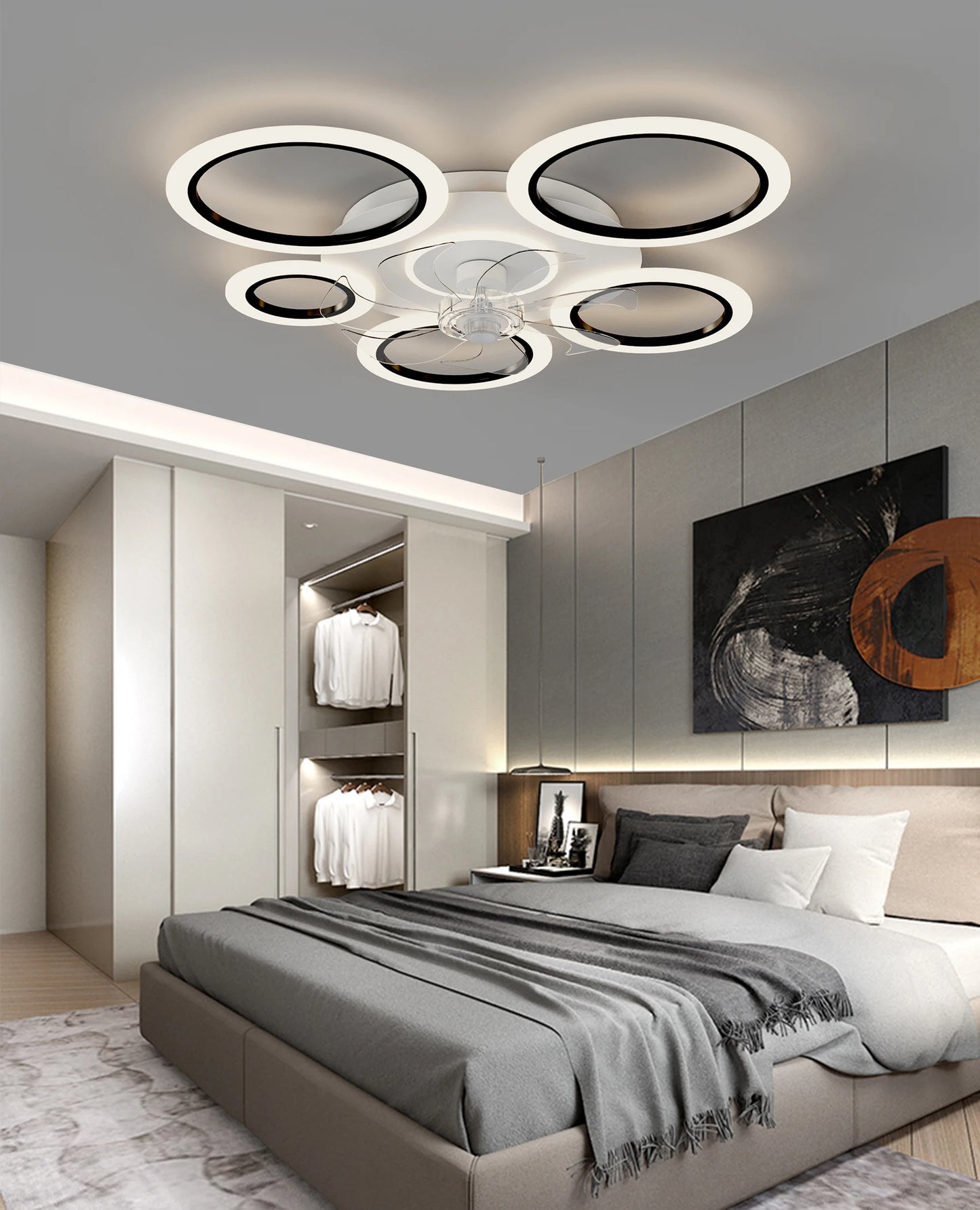 2025 New White/Black Ceiling Fan Light with APP Control 3 Color Dimmable Timer for Living Room Dining Room Bedroom LED lamp