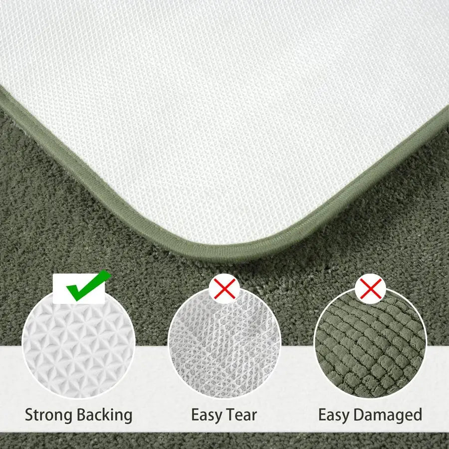 Bathroom Rug Set Sage Green, Soft Bath Rug Set 2 Piece Set, Toilet Mat UShaped 20x20 and 34x20 Bath Rugs, Quickly Dry Mats for B