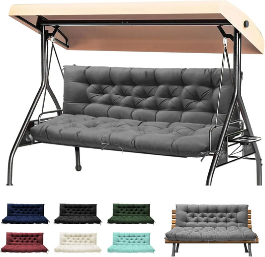 Waterproof Outdoor Swing Cushion with Backrest, 60x40 Inch Gray Replacement for Patio Furniture