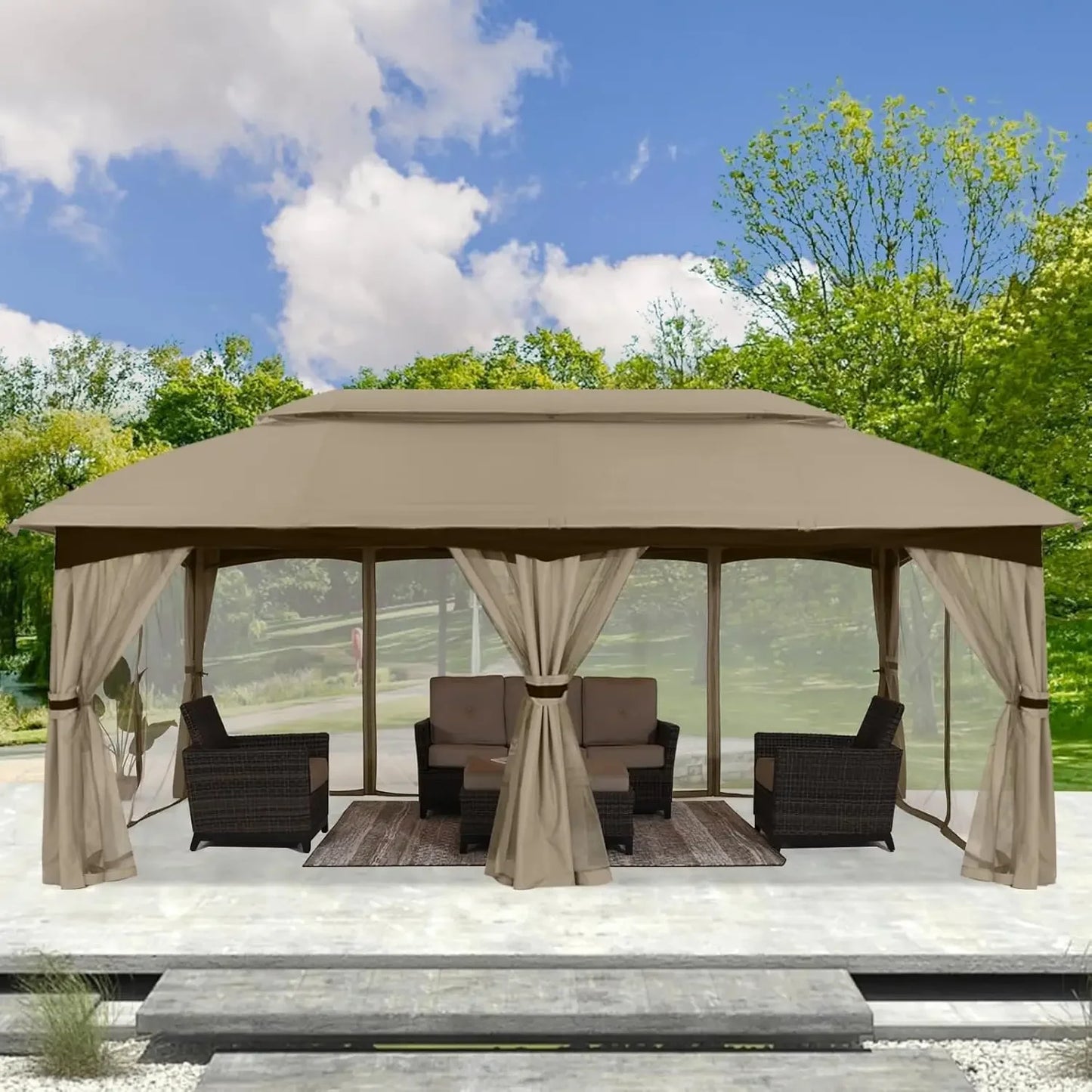 10x20 Outdoor Gazebo - Patio Gazebo with Mosquito Netting, Outdoor Canopies for Shade and Rain for Lawn, Garden,, Customized
