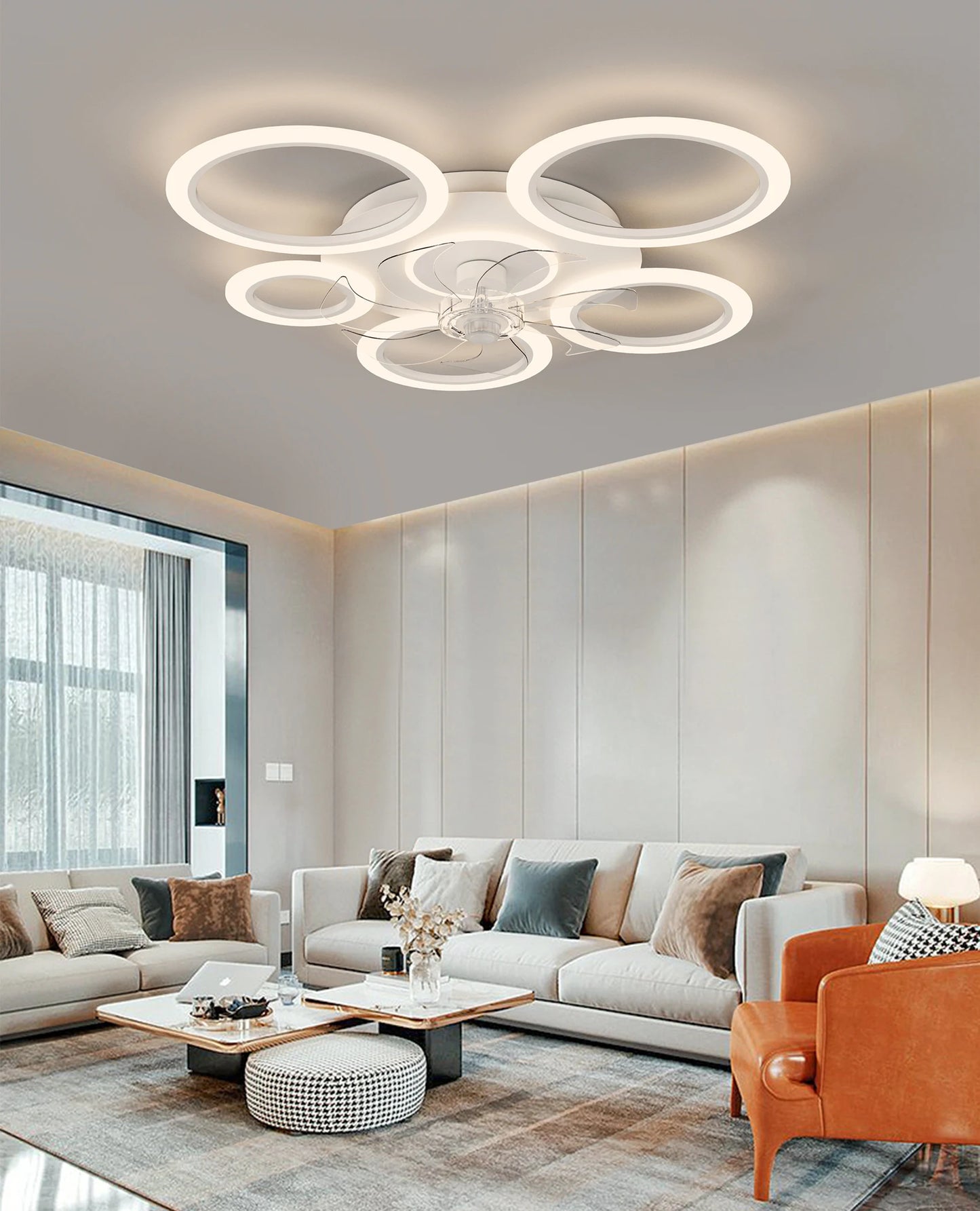 2025 New White/Black Ceiling Fan Light with APP Control 3 Color Dimmable Timer for Living Room Dining Room Bedroom LED lamp