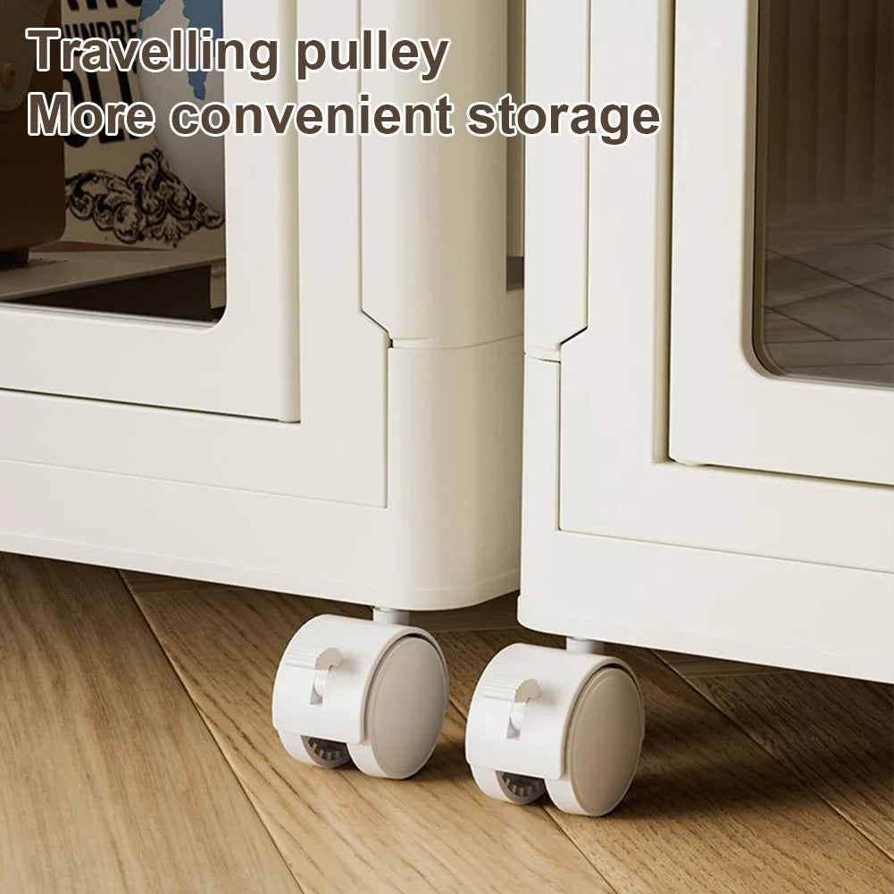 Portable Closet Collapsible Wardrobe Large Capacity Plastic Wardrobe with Clear Door Closet Organizer for Living Room Bedroom