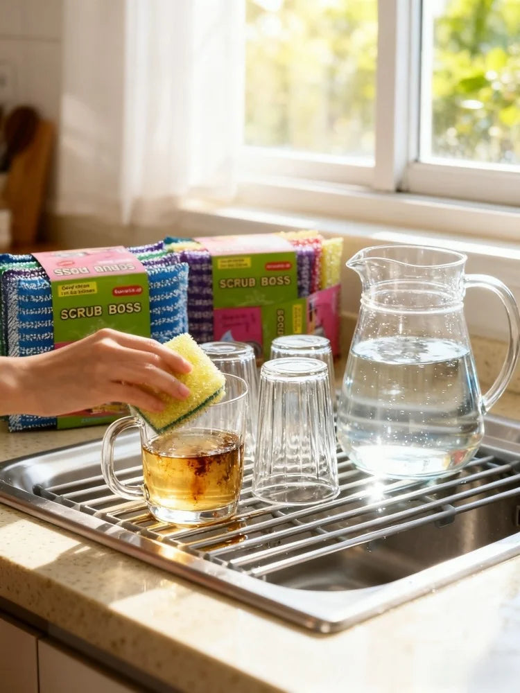 Super Absorbent Sponge Cleaning Rags Reusable Non-Scratch Dish Cloths for Kitchen Bathroom Car Glass Window Table Cleaning Use