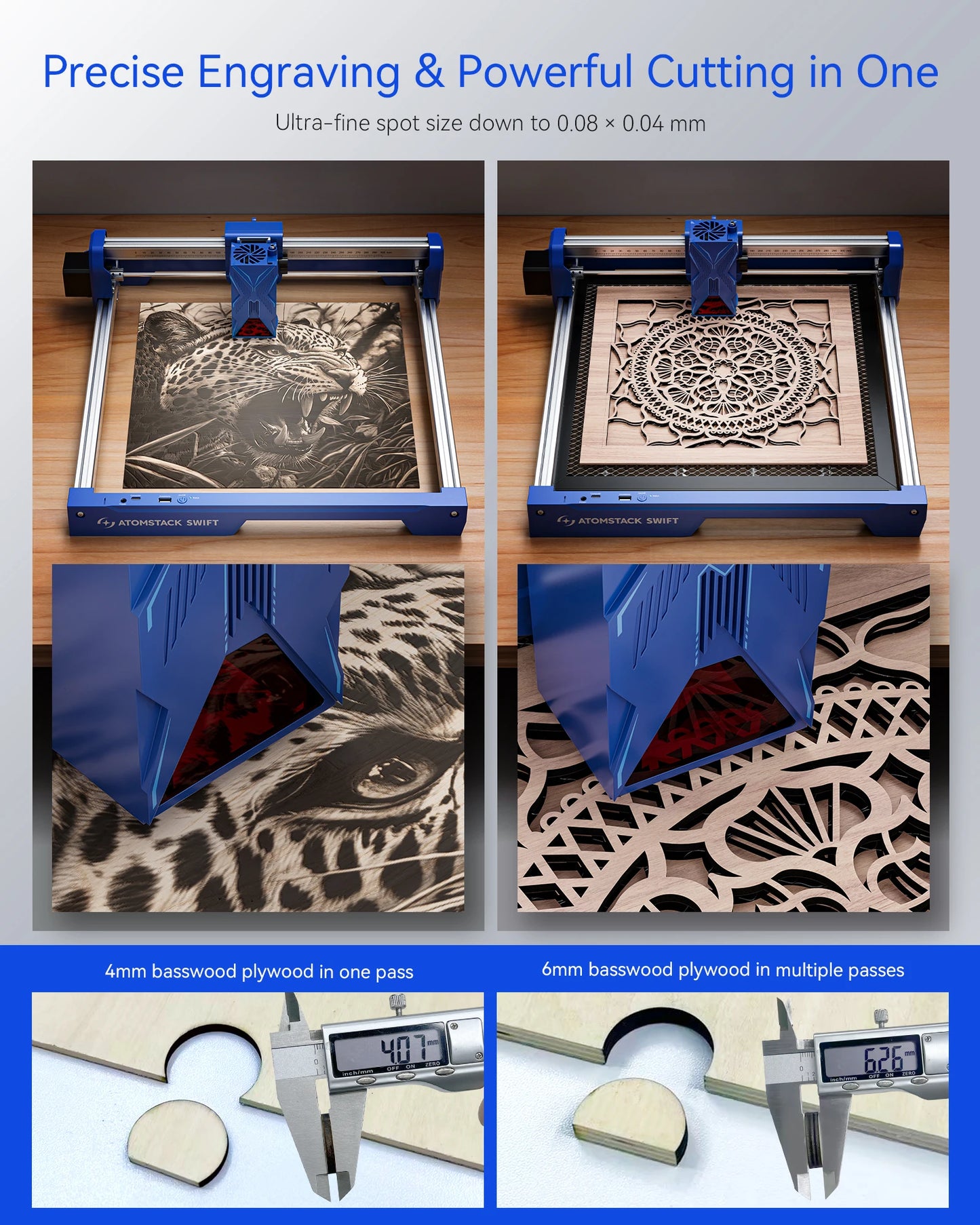 New ATOMSTACK SWIFT 7W Portable Laser Engraver DIY Laser Cut Engraving Machine Engrave Logo Wood Painted Acrylic Glass Leather