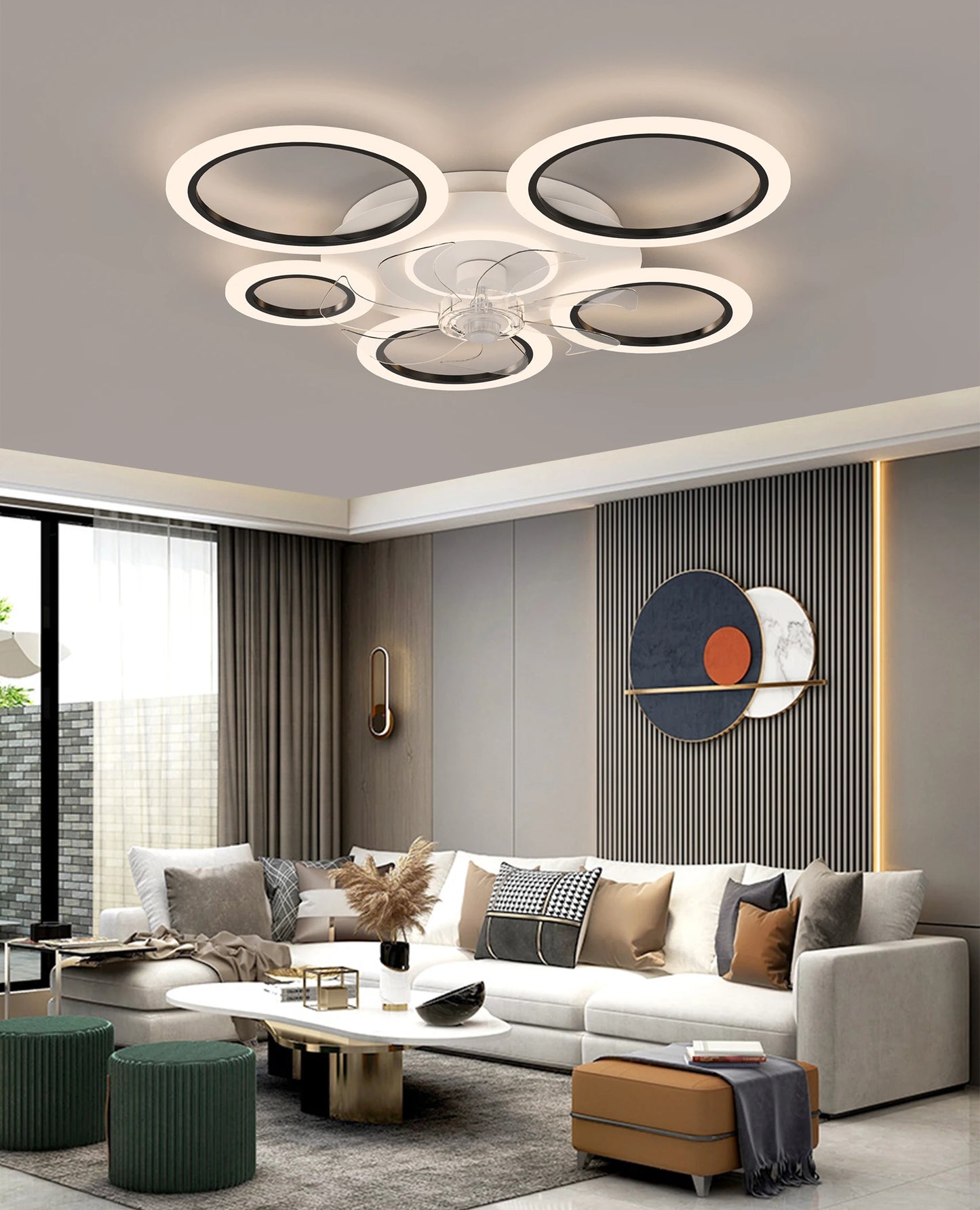 2025 New White/Black Ceiling Fan Light with APP Control 3 Color Dimmable Timer for Living Room Dining Room Bedroom LED lamp