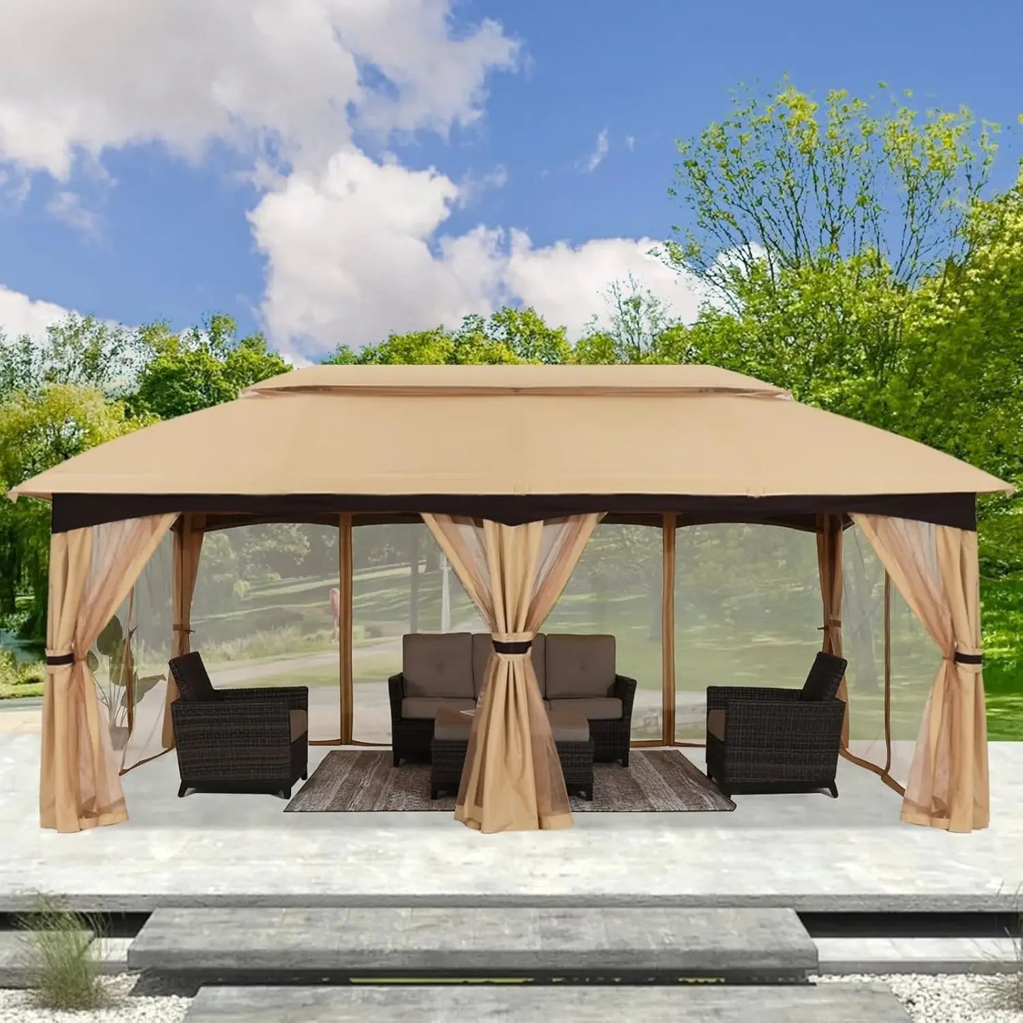 10x20 Outdoor Gazebo - Patio Gazebo with Mosquito Netting, Outdoor Canopies for Shade and Rain for Lawn, Garden,, Customized