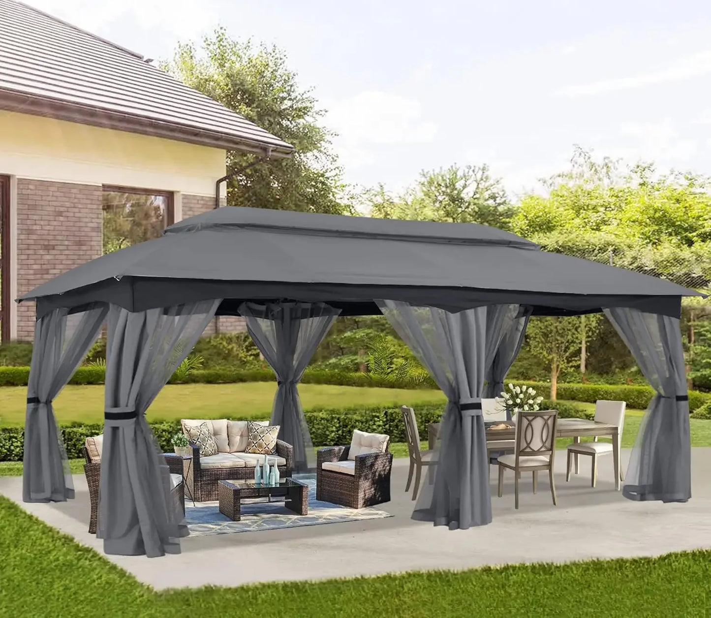 10x20 Outdoor Gazebo - Patio Gazebo with Mosquito Netting, Outdoor Canopies for Shade and Rain for Lawn, Garden,, Customized