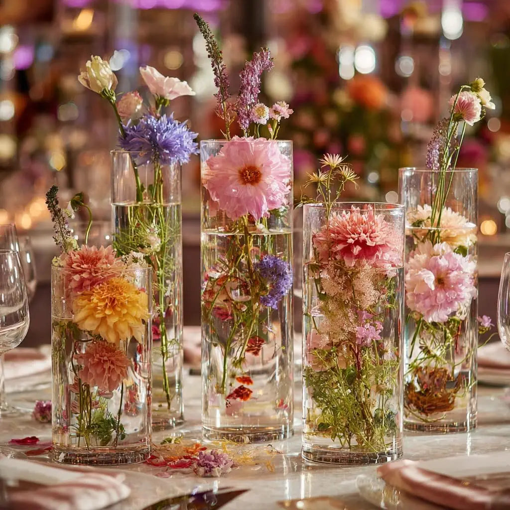 Clear Cylinder Glass Vases Bulk 60pcs 4 6 75 8 10 Inch Tall For Centerpieces Floating Candle Holders Wedding Home Party Décor