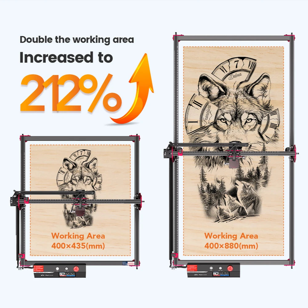 AlgoLaser DIY KIT MK2 10W Touch Screen 400X850MM Large Area Woodworking for Wood Metal Crafting Customized Gift Batch Production